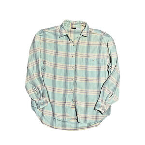 Sasha Vintage 90s Loose Fit Shirt Small Green Pastel Button Up Top Cotton USA